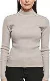 Urban Classics Maglione da Donna A Coste A Collo Alto, Grigio Caldo, XL
