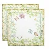 THUN, Set 2 Tovaglioli in 100% Cotone con Decorazione Floreale Primaverile, Linea Fiori e Fantasia, 42x42 cm