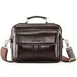 UBORSE Borse a Spalla da Uomo in Pelle, Borsa Messenger Retro Impermeabile, Borsello a Tracolla Crossbody Bag Vintage con Tracolla Regolabile, Caffè