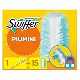 Swiffer Duster Piumini Catturapolvere, 1 Manico Ergonomico e 15 Piumini Duster, Cattura e Intrappola Polvere e Sporco, Raggiunge I Punti più Difficili della Casa, Piumini con 33% di Fibre Riciclate