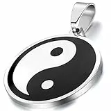 OIDEA - Collana da uomo e donna con ciondolo Yin e Yang in acciaio inox, Acciaio inossidabile, Senza Gemme,