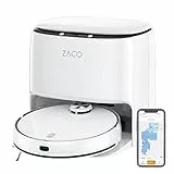 ZACO M1S Robot aspirapolvere lavapavimenti con Mappatura, stazione di lavaggio con Svuotamento Automatico, autopulente, navigazione Laser e rilevamento ostacoli, 4L serbatoio acqua dolce, con App