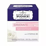 Acqua alle Rose, Crema Viso Idratante Sensitive con Vitamina B5 ed Estratto di Rosa di Origine 100% Naturale, Ideale per Pelli Secche o Sensibili, Formula Idratante - 50 ml