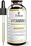Kanzy Olio di Vitamina E per il Viso, Capelli, Unghie e Pelli 100% Naturale d-Alfa-Tocoferolo, 60 ml Vitamin E Oil Olio Antietà Contro le Rughe Olio ideale per Uomini e Donne