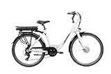 F.lli Schiano E- Moon 26' Bicicletta elettrica, Bici Elettrica con Pedalata Assistita 250W, City E-bike Unisex Adulto, Li-Batteria Rimovibile 36V 13Ah, SHIMANO 7 velocità, Blanco