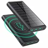 Power Bank Solare 26800mAh,Caricatore Portatile Solare, USB C Ingressi&Uscite Powrbank Solare Batteria Esterna per iPhone Samsung -Nero grigio
