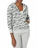 Amazon Essentials Felpa con Cappuccio e Zip a Tutta Lunghezza in Pile di French Terry (Taglie Forti Disponibili) Donna, Grigio Mimetica, L