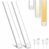 OUILA Luce Armadio LED con Sensore, 3 Temperature di Colore Luci led per Armadio Dimmerabile, USB-C Ricaricabile LED Armadio Senza Fili Luce Notturna Lampada Armadio per Cucina Guardaroba Armadi