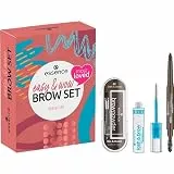 Essence Easy & WOW Brow Set medio per sopracciglia, senza acetone, vegano, senza microplastica, senza profumo, confezione da 3 pezzi