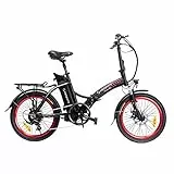 Argento Piuma+, Bicicletta Elettrica da Città Pieghevole Unisex Adulto, Rosso, 42