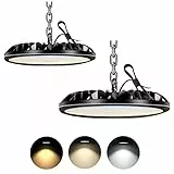 2 Pezzi UFO LED 300W, 30000LM Proiettore Faretto LED, Lampade LED Industriali 6500K Bianco Fredda, Faro LED Illuminazione IP65 Impermeabile per Stadio, Parcheggio, Centri Logistic