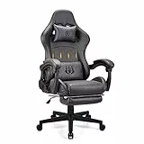play haha. Sedia da gioco Sedia da ufficio Sedia girevole Sedia da computer Sedia da lavoro Sedia da ufficio Sedia ergonomica (Grigio scuro, Con poggiapiedi)