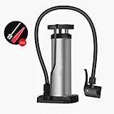 Maso Auto H848101B - Pompa da pavimento per ciclismo, con ago di gonfiaggio, portatile, in lega, per auto, moto, pneumatici, valvola Presta e Schrader (argento)