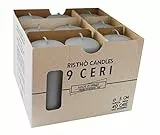 Risthò 56201_24 Candele Cero, Grigio Perla, Diametro 5 cm, Altezza 12 cm, 9 pezzi