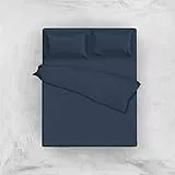L'ANTICO ARCOLAIO Set Completo Letto Lenzuola 100% Cotone Tinta Unita (BLU, MATRIMONIALE 2P)