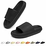 Geweo Ciabatte Doccia Donna Uomo Pantofole Casa Estive Antiscivolo Fondo Scarpe Slippers Aperte Carino Traspirante Unisex Bagno Massaggio Sandalo Spiaggia Piscina Morbido Nero Taglia 46-47 EU
