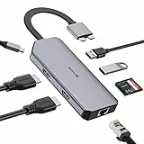 Hub USB C per MacBook Pro Air-8 in 2 Adattatore USB C con 2 USB 3.0, 2 HDMI 4K, Lettore di Schede SD/TF, Porta Ethernet RJ45（1000 M）, Porta di Ricarica 100W PD,Compatibile con MacBook Pro