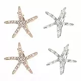4 Pezzi Fermagli per Capelli a Forma di Stella Marina, Mollette, Spilla per Capelli con Diamante, per lo Styling per Donne e Ragazze (Oro, Argento)