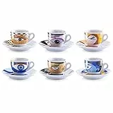 Zeller 26510 Set Tazzine da caffè Magic Eyes, Porcellana, Multicolore, 0.1x6x4.7 cm, 12 unità