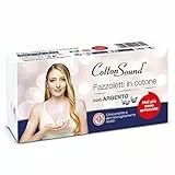 COTTON SOUND ARGENTO Fazzoletti in Cotone 6 Pack x 8 Fazzoletti, 100% Cotone Idrofilo, Microparticelle d'Argento Azione Antibatterica Naturale, Biodegradabili, Made in Italy