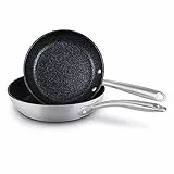 Prestige Set di 2 padelle antiaderenti antigraffio in acciaio inox da 25 e 29 cm, resistenti ai graffi, adatte a induzione, adatte a forno e lavastoviglie