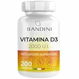 Bandini® Vitamina D 2000 UI 200 compresse (Scorta 6 mesi) - Alto Dosaggio - 50 mcg di Colecalciferolo – Difese immunitarie, salute di ossa, denti e muscoli - Metabolismo del calcio - Vitamina D3 Pura