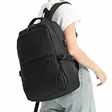 KONO Zaino casual con porta di ricarica USB, impermeabile, da viaggio, zaino leggero per scuola, università, lavoro, shopping, sport, adatto per laptop da 15,6 pollici (Nero)