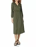 Amazon Essentials Abito Midi con Scollo a V a Maniche Lunghe in Georgette Leggero (Disponibile in Taglie Forti) Donna, Verde Oliva Scuro Animali Astratti, XL