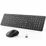 Tastiera e Mouse Wireless, Full-Size con Piedini Pieghevoli, 2,4GHz Ergonomica Mouse Tastiere senza Fili, Risparmio Energetico Silenzioso, per Windows/PC/Laptop-Italiano QWERTY, Nero