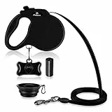 Philorn Guinzaglio Retrattile per Cani, 5M Guinzaglio Estensibile Senza Grovigli, Bloccare & Rilasciare con un Pulsante, Riflettente, Manico Antiscivolo per Cani Media/Grande
