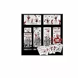 YuSaug Halloween Adesivi Sanguinante 12 Fogli, Impronte di Mani Insanguinate Adesivi Horror per la Casa Stregata della Vasca da Bagno Specchio Finestra Festa di Halloween Decorazione