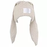 caoxhenr Orecchie di coniglio Cappello lavorato a maglia all'uncinetto cappello Skullies Beanie lungo orecchio secchio cappello carino coniglio cappello per le donne autunno inverno caldo, BG, Taglia