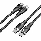 VOLTME Set di 2 Cavo USB C a USB C PD 60W Nylon Intrecciato 1.0m, RUGG USB-C Tipo C Cavo Ricarica Compatibile con MacBook, MateBook, Pixel 7/6 Pro/5/4XL, iPad Pro, Galaxy S22/Plus, ecc... (nero)