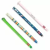 Legami - Set di 4 Penne Gel Cancellabili, Temi Dino, Piggy, Space, Llama, Sfera sull'Estremità per Rimuovere l'Inchiostro - Nero, Blu, Verde, Rosa, Termosensibile, Diametro Punta 0,7 mm