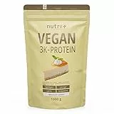 Proteine in polvere Cheesecake 1kg - 83% di proteine - Proteine vegane senza lattosio e siero di latte - 3k Miscela Proteica Vegan - Nutri + 1000g Frullato Proteico