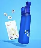 Air Up - Borraccia per acqua aromatizzata, 650 ml, con cialde, vari colori disponibili, senza BPA, 0 calorie, Tristan, rosa acceso, grigio antracite, ecc. (bottiglia blu reale con 3 cialde)