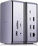 Docking Station USB C, QUUGE Dock, Doppio Display 11-in-1 con 2 HDMI, 3 USB 3.0, PD 100 W, Porta Dati, Adattatore Ethernet Gigabit, jack Aux 3.5 mm, Lettore schede SD/TF, adatto per MacBook