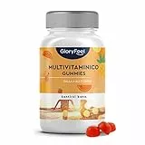 Multivitaminico Caramelle, Caramelle Gommose Multivitaminiche alla Frutta Vitamine A, Vitamine B,C,D3,E, K2, Biotina, Acido Folico, Zinco, Iodio e Inositolo, Gusto Arancia, Vitamine Bambini e Adulti