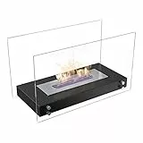 KRATKI HOTEL. Caminetto da tavolo a etanolo, 700 x 334 mm, serbatoio da 0,50 l, colore nero, camino autonomo da tavolo, ideale per casa, ristorante o terrazza, certificato TÜV Rheinland