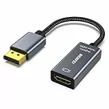 BENFEI attivo Adattatore da DisplayPort a HDMI 4K@60 Hz, DP DisplayPort a HDMI compatibile con HP, ThinkPad, AMD, NVIDIA, desktop e altro-Gray[Calotta in lega di alluminio]