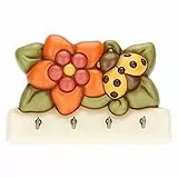 THUN, Appendichiavi in Ceramica Decorata a Mano con 4 Ganci, Linea Fiori e Fantasia, 18x4x12 cm h