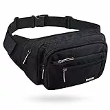 FREETOO Marsupio con 5 Tasche Marsupio Bum Bag cintura regolabile singola spalla per escursionismo casuale bicicletta Nero 1