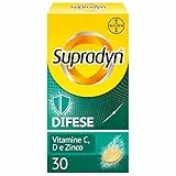 Supradyn Difese Integratore Multivitaminico con Vitamina D3, C, Zinco, Integratore Difese Immunitarie Adulti, Multivitamine per Sistema Immunitario, 30 Compresse Effervescenti, Gusto Arancia