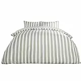 Dreamscene Set di biancheria da letto reversibile, in morbido policotone, qualità alberghiera, a righe, colore: verde salvia, per letto super king size