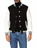 URBAN CLASSICS Giubbotto Bomber da Uomo con Polsini a Coste, Giacca Mezza Stagione, Giubbottino Bomber a Maniche Lunghe in Similpelle, Taglie: XS - 5XL