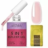 INTOBAS Nudo Rosa Gel Ricostruzione Unghie Professionale 5 In 1, Builder Gel Unghie-15ml, Smalto Semipermanente Primer Unghie Gel Per Acrigel Ricostruzione Unghie, Per Extension, Restauro E Nail Art