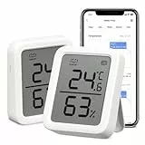 SwitchBot Igrometro Digitale Ambiente 2 Pacchi - Termometro Igrometro Interno Bluetooth, Controllo APP, Allarme Intelligente e Memorizzazione dei Dati, Facile da Usare con 3In Schermo LCD