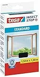 tesa Insect Stop Zanzariere Attacca & Stacca STANDARD per Finestre - Zanzariera Adesiva - Rete per Zanzariera Regolabile a Piacere - Antracite, 150 cm x 180 cm