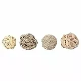 POPETPOP 4 Pezzi Erba Tessuto Giocattoli da Masticare per Piccoli Animali Naturale Rattan Esercizio Rullo Cura dei Denti Molare Giocattolo per Criceto Conigli Ratto Cavia Cincillà