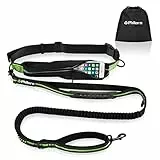 PHILORN Guinzaglio per Cani Taglia Grande Fino a 150 lbs | 47' a 67' Retrattile, Mani Libere | con Cuciture Riflettenti, Tasca in Vita Regolabili, Doppio Manico, Ideale per Bicicletta, Jogging (Verde)